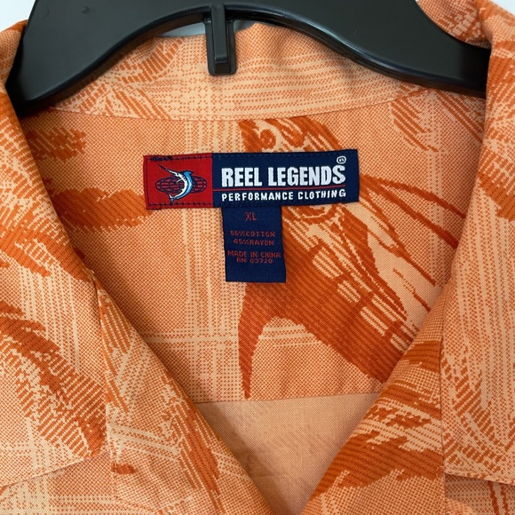 Reel Legends XL Hawaiian Shirt Swordfish Matched Pocket Wood Buttons A8 - Picture 5 of 10